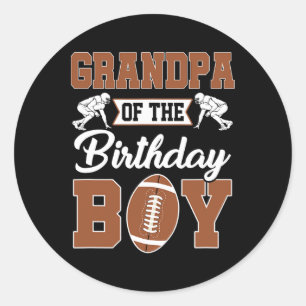 Grandpa Of The Birthday Boy Football Party Family Classic Round Sticker