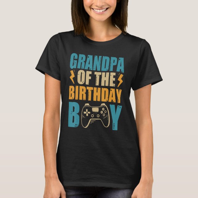 Grandpa of The Birthday Boy Gamepad Matching Famil T-Shirt (Front)