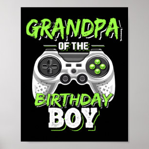 Grandpa Of The Birthday Boy Matching Video Game Bi Poster