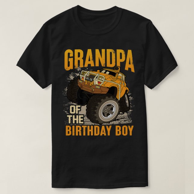 Grandpa of the Birthday Boy Monster Truck Birthday T-Shirt (Design Front)
