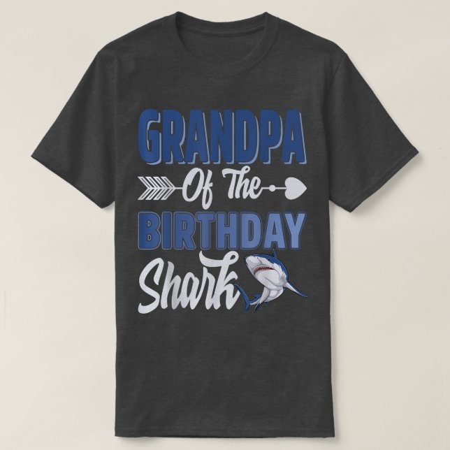 Grandpa Of The Birthday Boy Shark Ocean Matching F T-Shirt (Design Front)