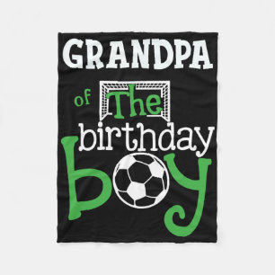 Grandpa Of The Birthday Boy Soccer Player Matching Fleece Blanket