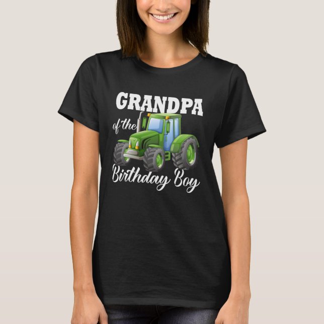 Grandpa of the Birthday Boy Tractor Farm Matching  T-Shirt (Front)