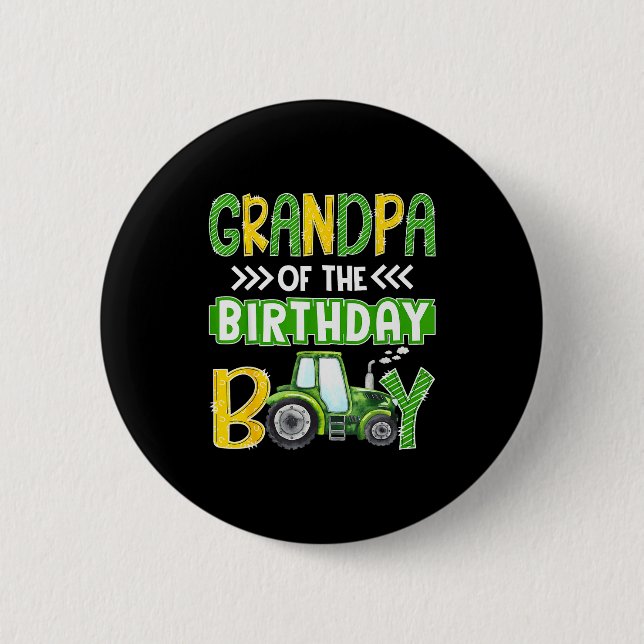 Grandpa Of The Birthday Boy Tractors Farm Trucks F 6 Cm Round Badge (Front)