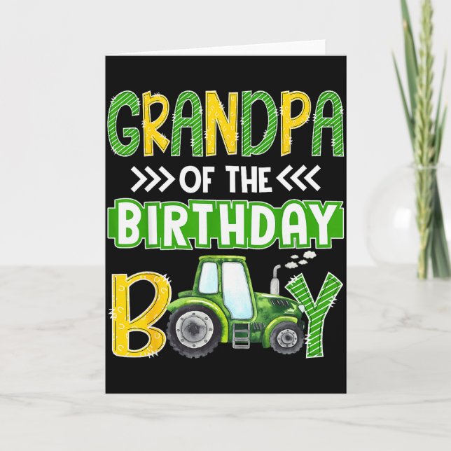 Grandpa Of The Birthday Boy Tractors Farm Trucks F Card (Front)
