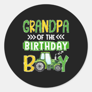 Grandpa Of The Birthday Boy Tractors Farm Trucks F Classic Round Sticker