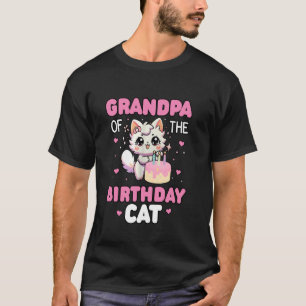 Grandpa Of The Birthday Cat Family Matching Kitten T-Shirt