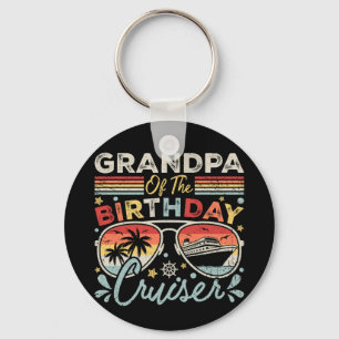 Grandpa of the Birthday Cruiser Vacation Circle Key Ring