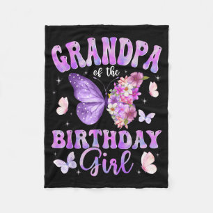 Grandpa Of The Birthday Girl Butterfly Party Fleece Blanket
