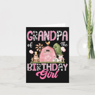 Grandpa Of The Birthday Girl Farm Cow Pink 1st Bir Card