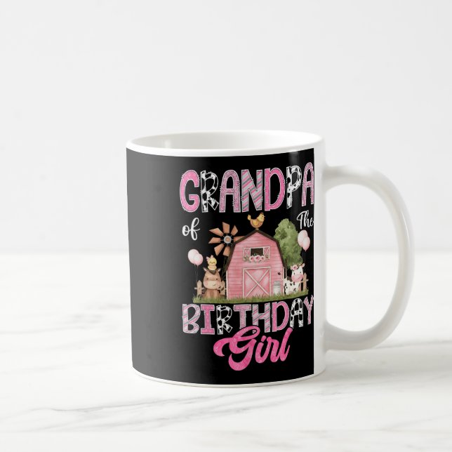 Grandpa Of The Birthday Girl Farm Cow Pink 1st Bir Coffee Mug (Right)