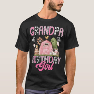 Grandpa Of The Birthday Girl Farm Cow Pink 1st Bir T-Shirt