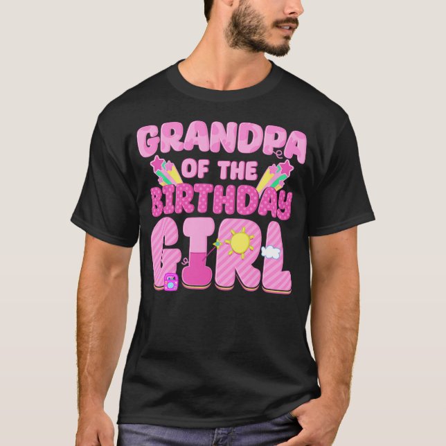 Grandpa Of The Birthday Girl Pig Family Party Deco T-Shirt (Front)