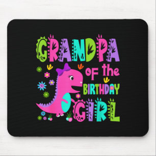 Grandpa of the birthday girl saurus rex dinosaur mouse pad