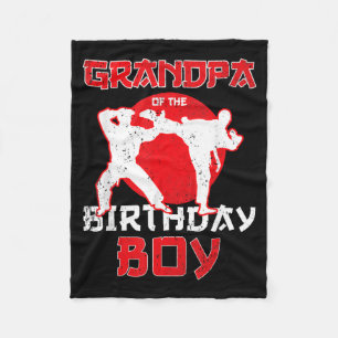 Grandpa Of The Birthday Karate Taekwondo Boy Fleece Blanket