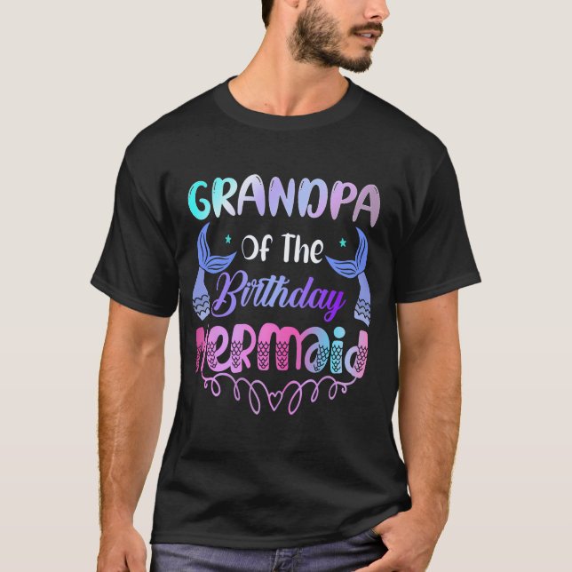 Grandpa Of The Birthday Mermaid Family Matching Pa T-Shirt (Front)