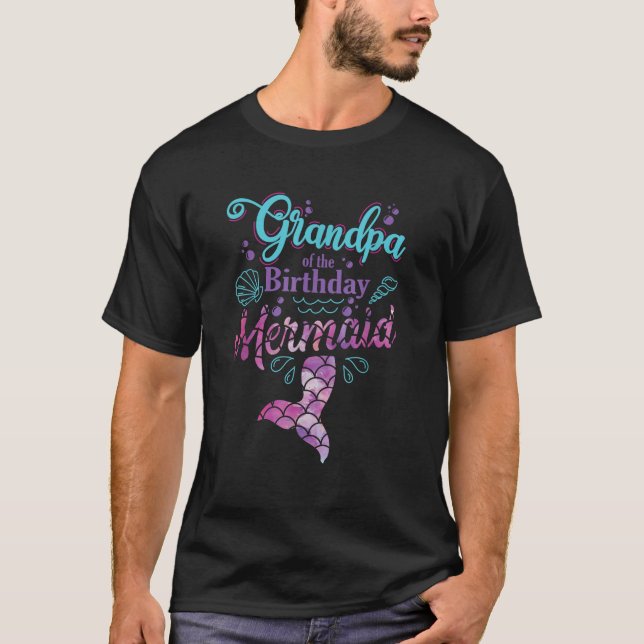 Grandpa Of The Birthday Mermaid Matching Mermaid G T-Shirt (Front)