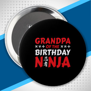 Grandpa of the Birthday Ninja - Birthday Party 10 Cm Round Badge