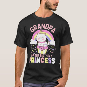 Grandpa of the Birthday Princess Cute Cat on a Cup T-Shirt