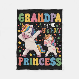 Grandpa Of The Birthday Princess Girl Dabbing Unic Fleece Blanket