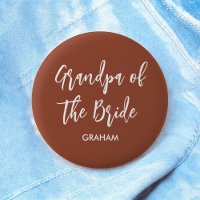 Grandpa of the Bride Terracotta Wedding Button
