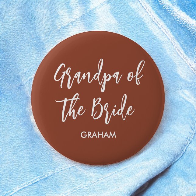 Grandpa of the Bride Terracotta Wedding Button (Creator Uploaded)