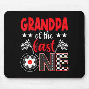 Grandpa Of The Fast One Birthday 1st Race Car Fami Mouse Pad
