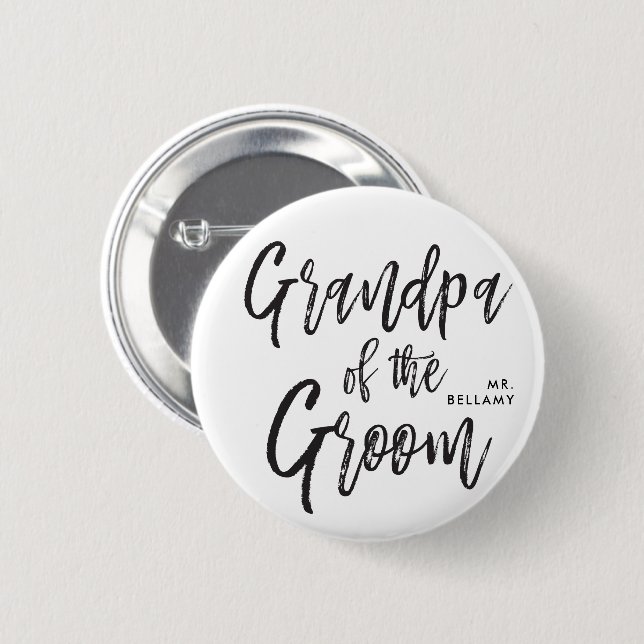 Grandpa of the Groom | Script Wedding 6 Cm Round Badge (Front & Back)