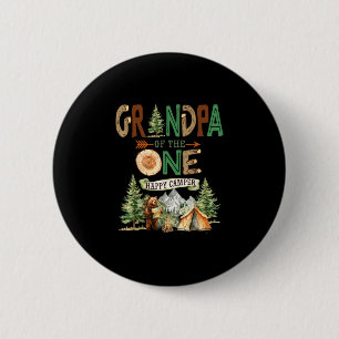 Grandpa of the one happy camper 1st birthday 6 cm round badge