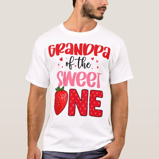 Grandpa Of The Sweet One Strawberry Birthday Famil T-Shirt (Front)