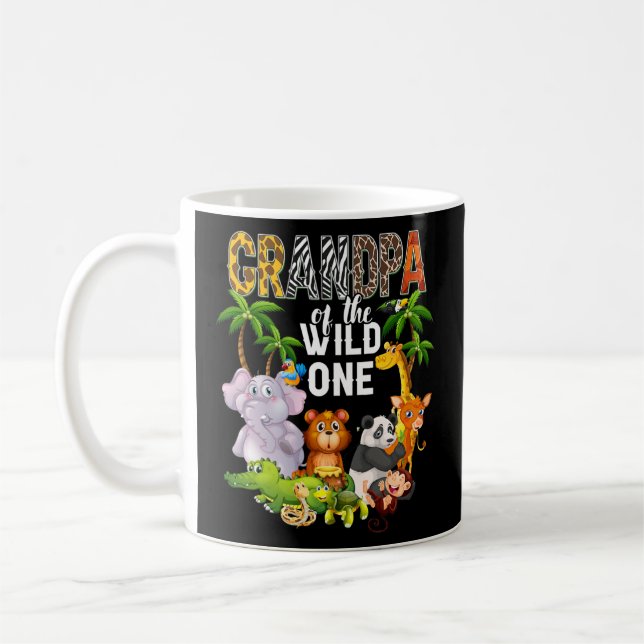 Grandpa Of The Wild One Birthday Safari Jungle Coffee Mug (Left)