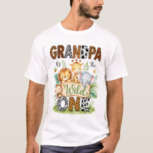 Grandpa Of The Wild One First Birthday Boy Jungle  T-Shirt