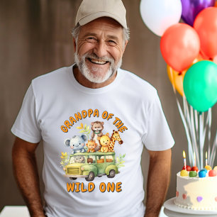 Grandpa of the Wild One safari animals birthday  T-Shirt