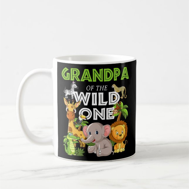 Grandpa of the Wild One Zoo Birthday Safari Coffee Mug (Left)