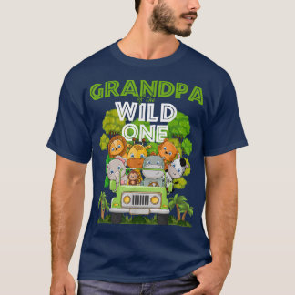 Grandpa Of The Wild One Zoo Truck Birthday Safari  T-Shirt