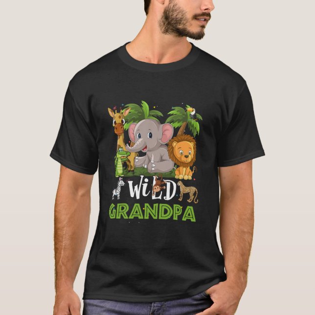 Grandpa of the Wild Zoo Birthday Safari Jungle T-Shirt (Front)