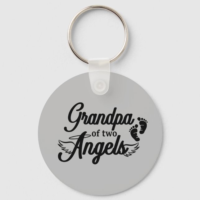 Grandpa of Two Angels Twins Keychain (Front)