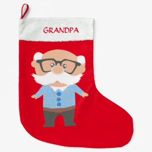 Grandpa on Red Large Christmas Stocking