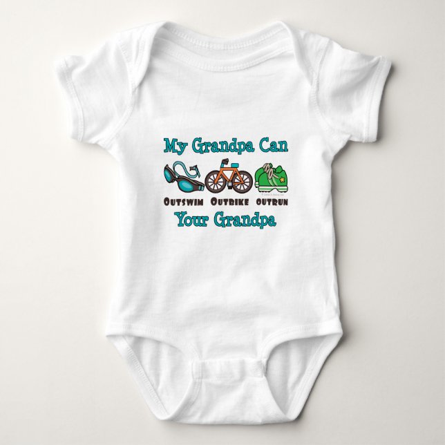 Grandpa Outswim Outbike Outrun Triathlon Baby Body Baby Bodysuit (Front)