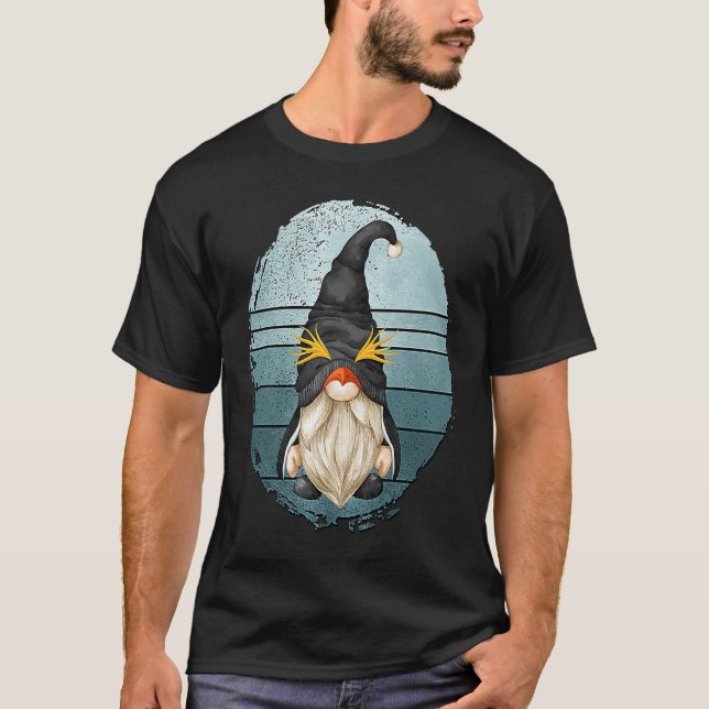 Grandpa Penguin Gnome Retro Sunset Graphic For Pen T-Shirt (Front)