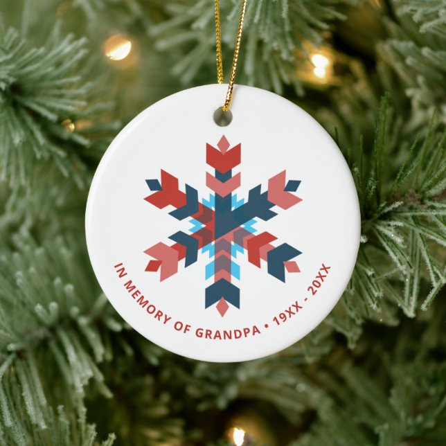 Grandpa Personalised Memorial Keepsake Snowflake Ceramic Ornament (Tree)