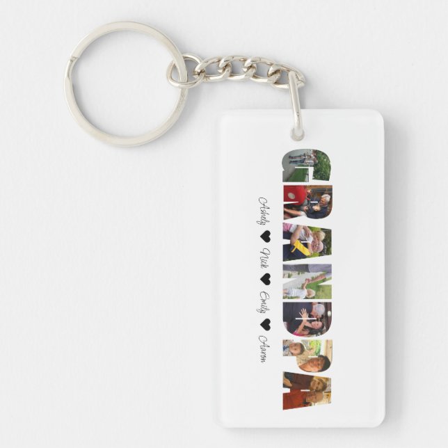 Grandpa Photo Collage Acrylic Keychain 7 Photos (Front)