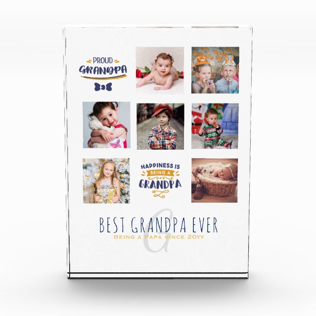 GRANDPA PHOTO COLLAGE GIFT Proud Papa Pops Gramps (Front)
