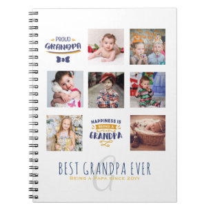 GRANDPA PHOTO COLLAGE GIFT Proud Papa Pops Gramps Notebook