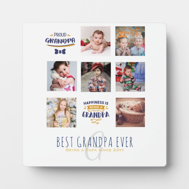 GRANDPA PHOTO COLLAGE GIFT Proud Papa Pops Gramps Plaque (Front)