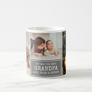 Grandpa Photo Collage Grey and White Saying Coffee Mug
