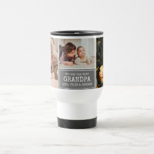 Grandpa Photo Collage Grey and White Saying Travel Mug