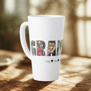 Grandpa Photo Collage Latte Mug with 7 Photos