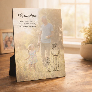 Grandpa Photo Line Art From Granddaughter Plaque