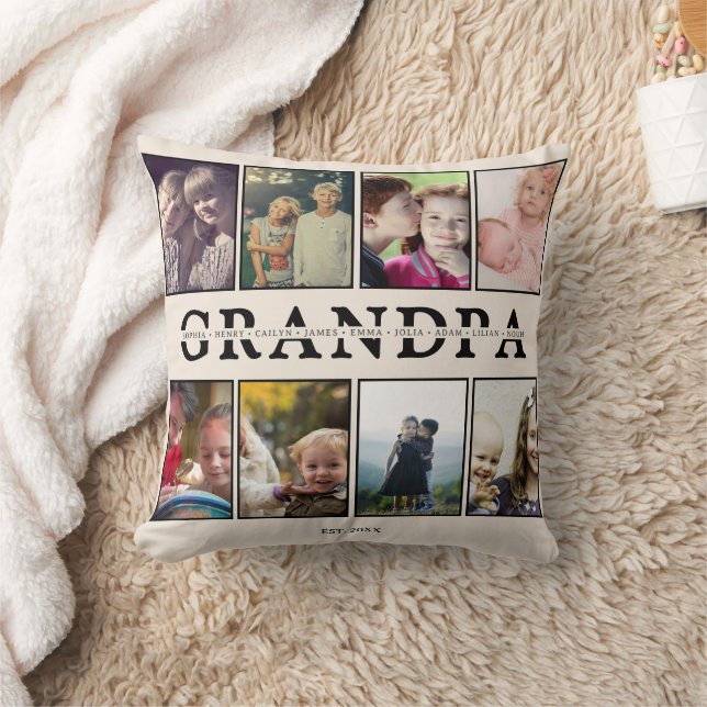 Grandpa Pillow – 8 Photos & Grandkids’ Names (Blanket)